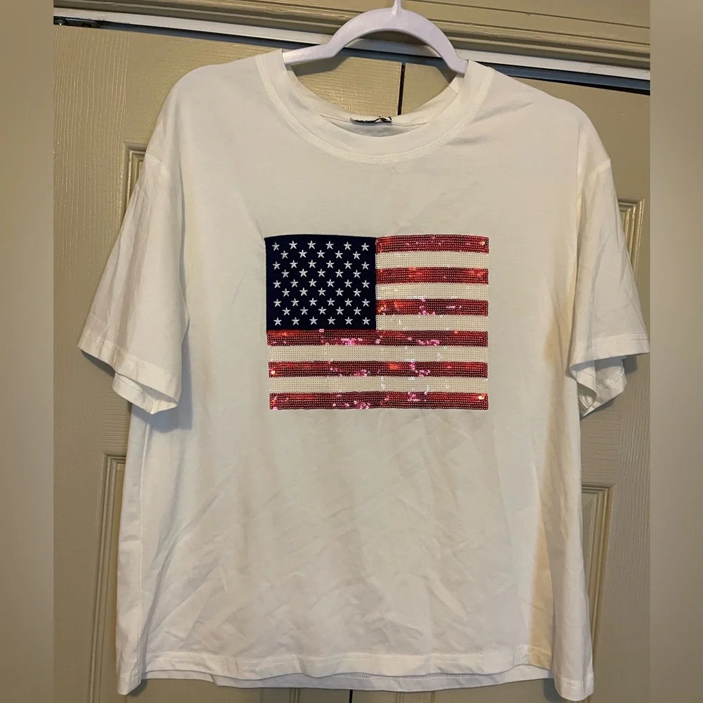 Sequin American flag tshirt - Picture 1 of 1
